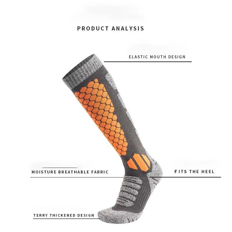 FrostGuard Thermal Wool Socks for Skiing and Hiking, Unisex, Long Tube Design