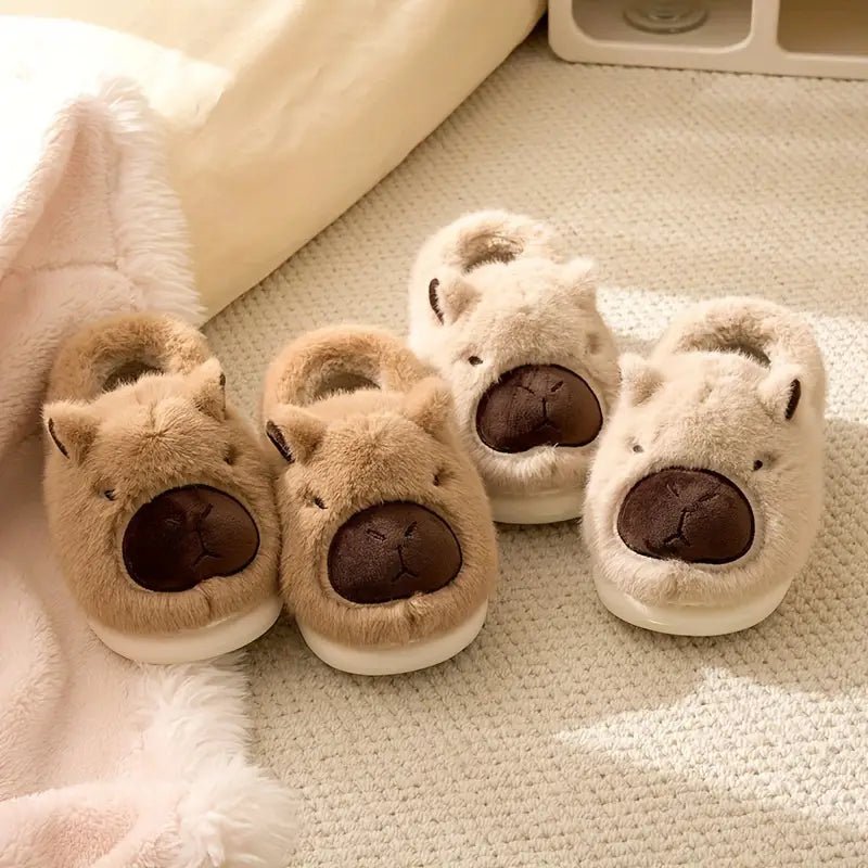 SnuggleNest Capybara Plush Indoor Slippers With Cozy Fit And Non Slip Sole