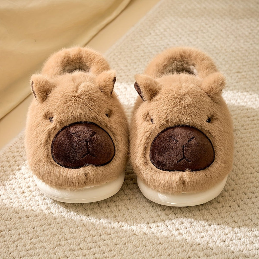 SnuggleNest Capybara Plush Indoor Slippers With Cozy Fit And Non Slip Sole