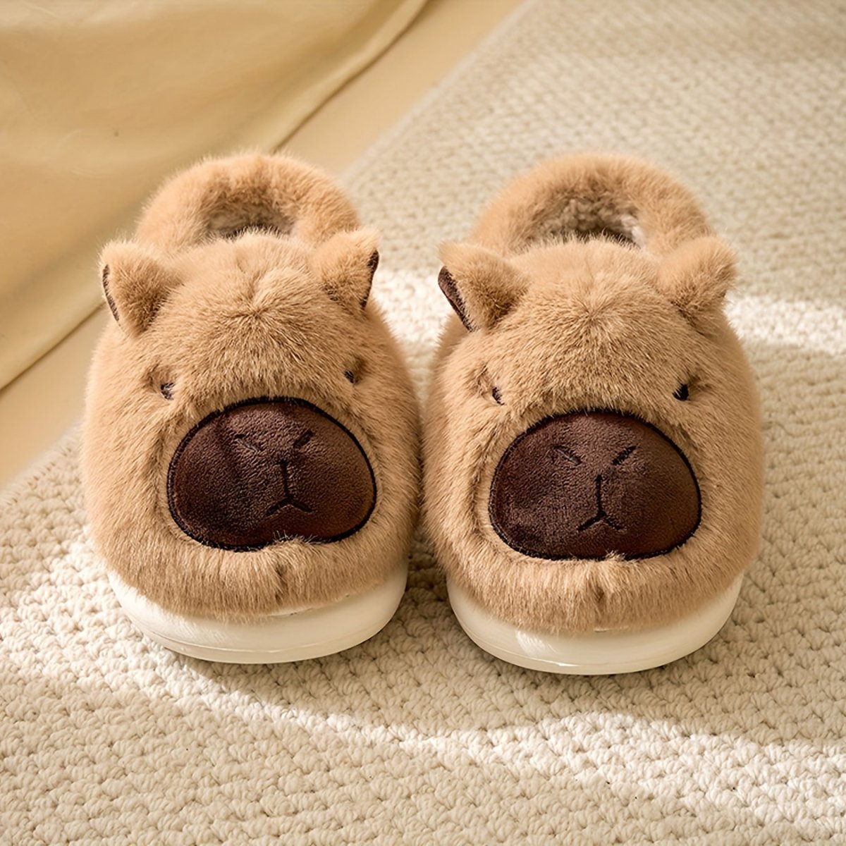 SnuggleNest Capybara Plush Indoor Slippers With Cozy Fit And Non Slip Sole