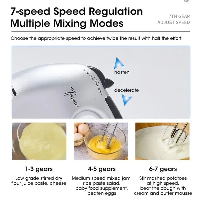PulseCraft Electric Hand Mixer With 7 Speed Settings