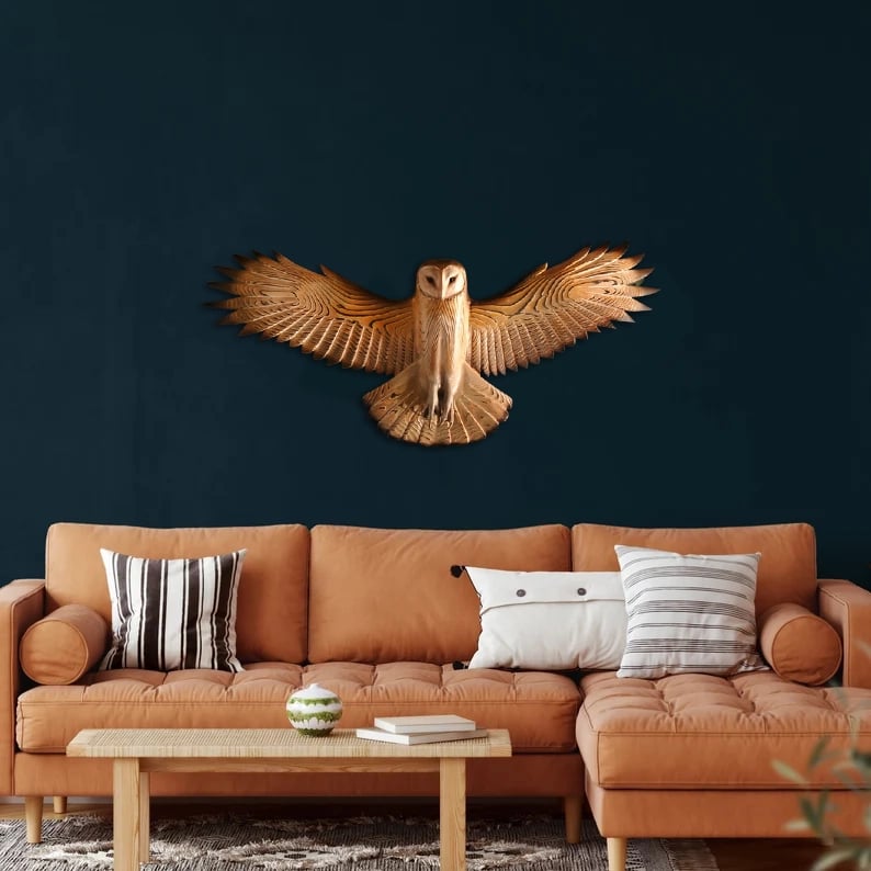 TimberNest Barn Owl Wall Art Made From Solid Wood With Handcrafted Surface