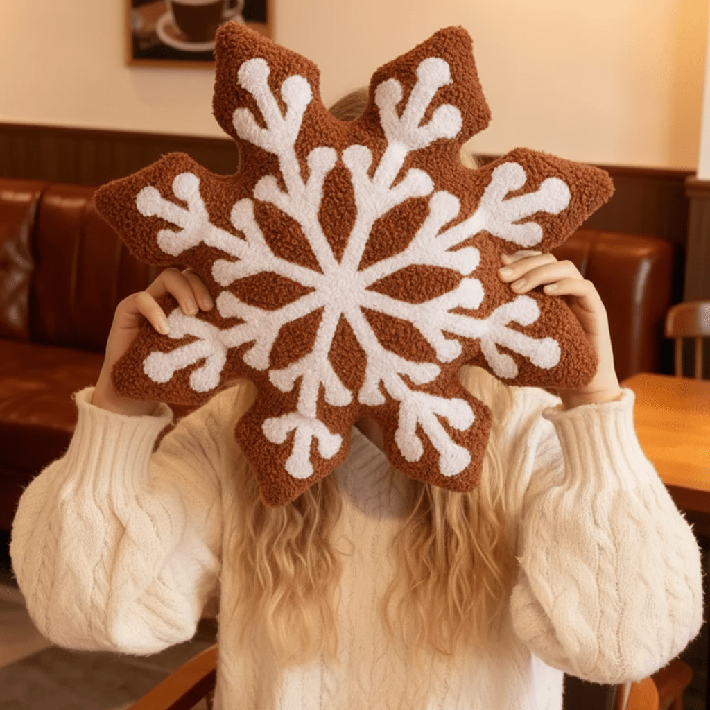 FrostNest Blød Vinter Snefnugspude til Juledekoration