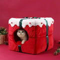 SnowNest Semi-Enclosed Dog And Cat Bed With Christmas Motif And Non-Slip Bottom