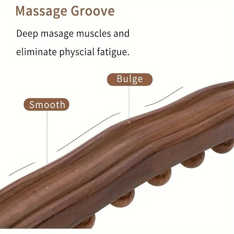 TimberFlow Wood Massage Stick With 20 Beads For Muscle Relaxation And Flexibility