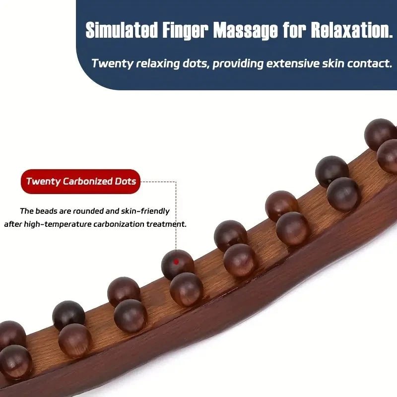 TimberFlow Wood Massage Stick With 20 Beads For Muscle Relaxation And Flexibility