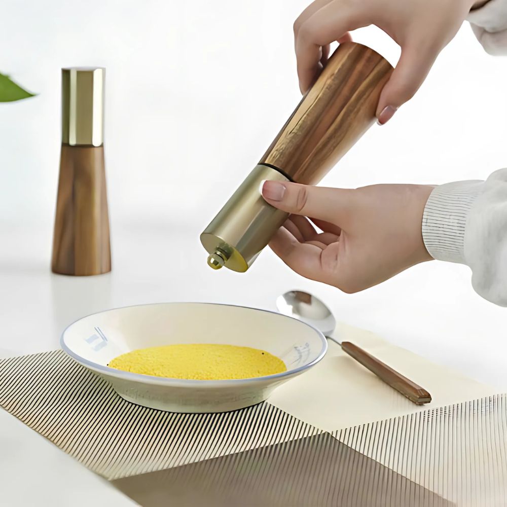 Amberwood Elegant Salt and Pepper Mill Set Made of Wood