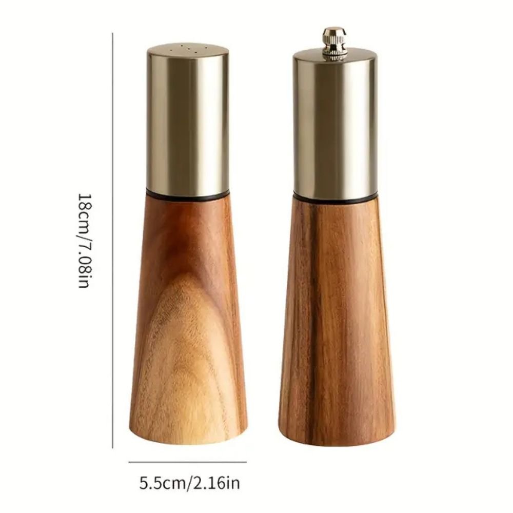 Amberwood Elegant Salt and Pepper Mill Set Made of Wood