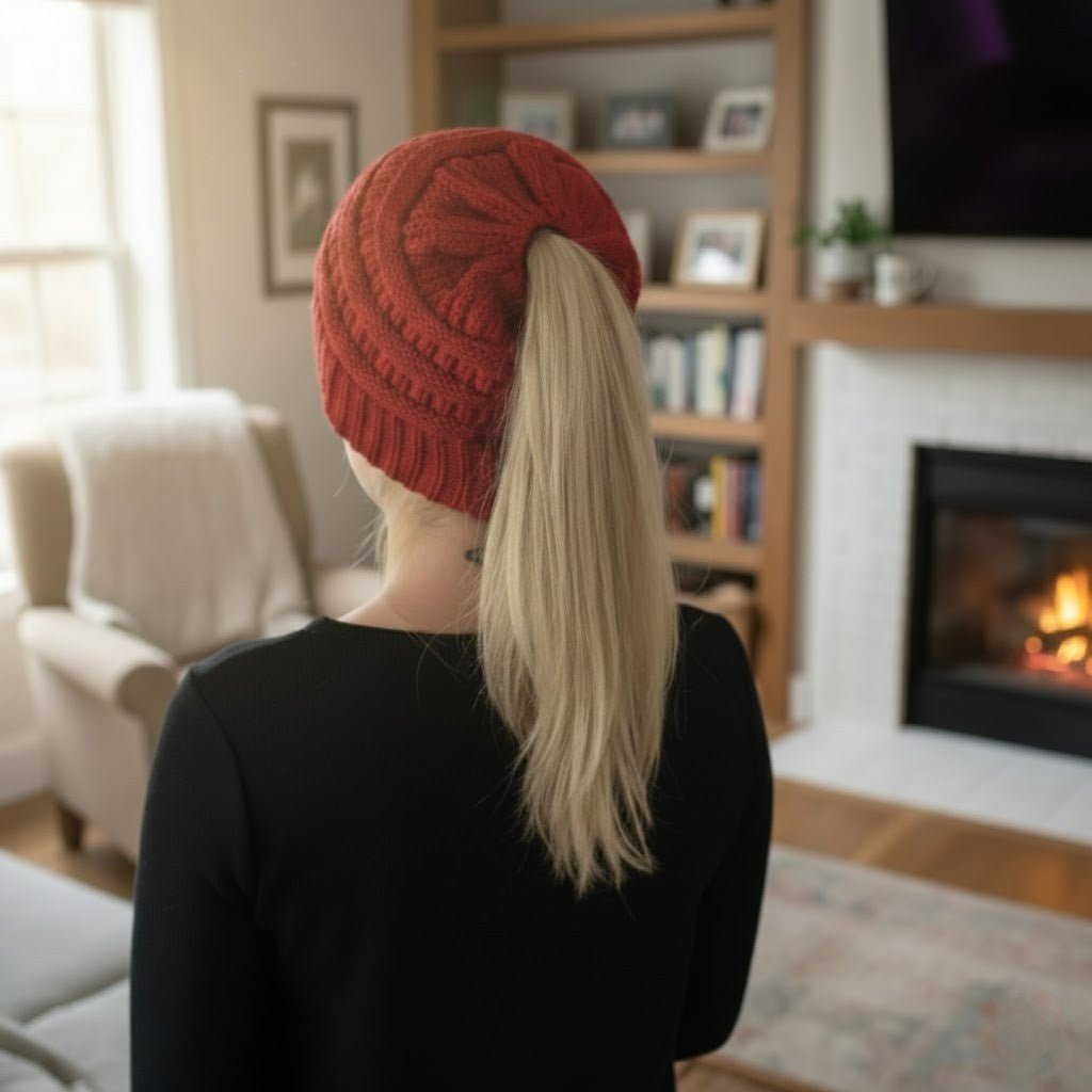 WovenNest háčkovaná vlněná zimní čepice pro ženy v neformálním venkovním stylu