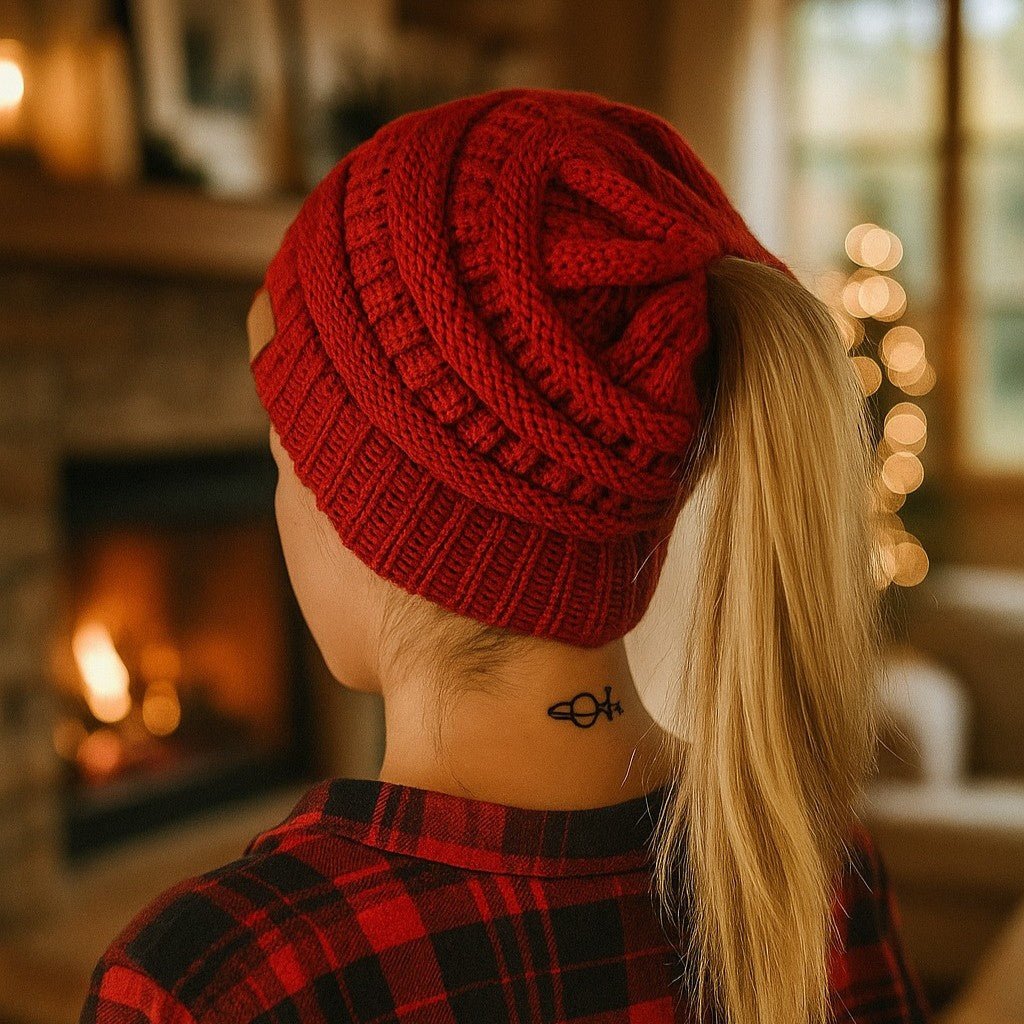 WovenNest háčkovaná vlněná zimní čepice pro ženy v neformálním venkovním stylu