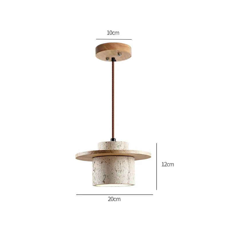 Miyori | Lampada a Sospensione in Pietra e Legno in Stile Naturale Giapponese