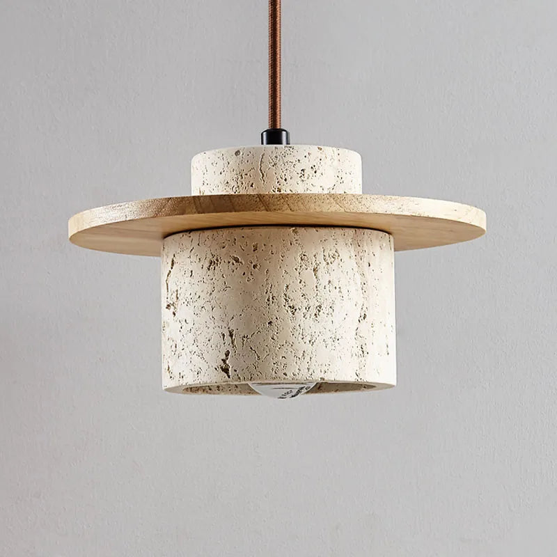 Miyori | Lampada a Sospensione in Pietra e Legno in Stile Naturale Giapponese