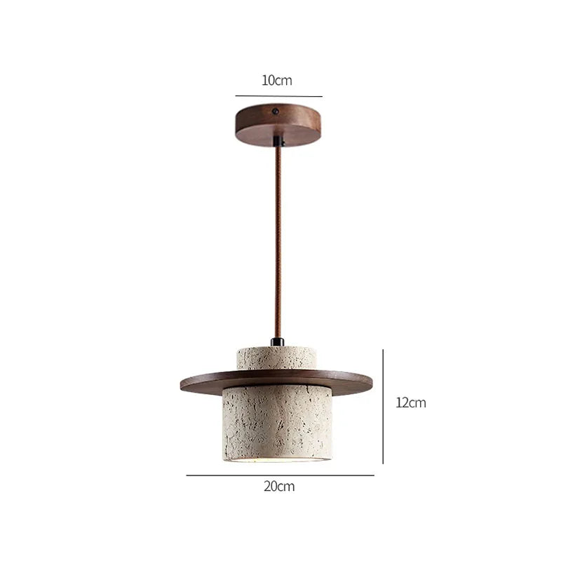 Miyori | Lampada a Sospensione in Pietra e Legno in Stile Naturale Giapponese