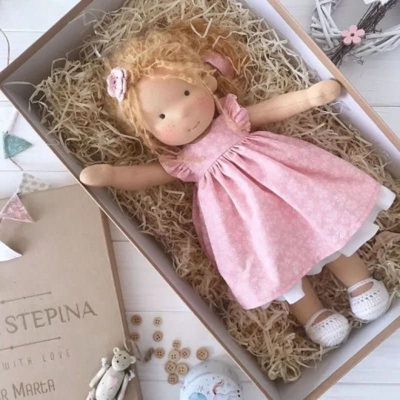Handmade cotton doll designed for comforting imaginative play