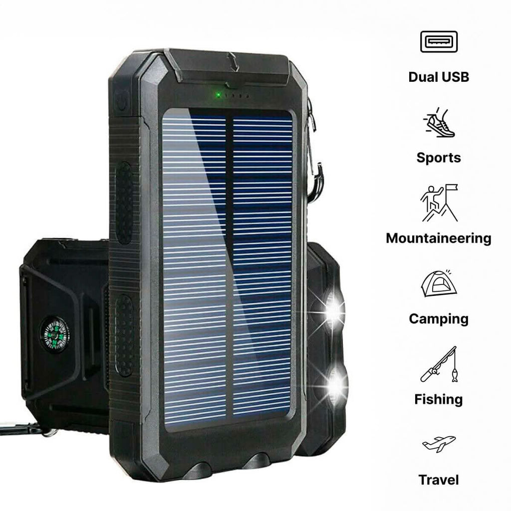 ApexGlow Waterproof Solar Power Bank 30000mAh For Outdoor Adventures