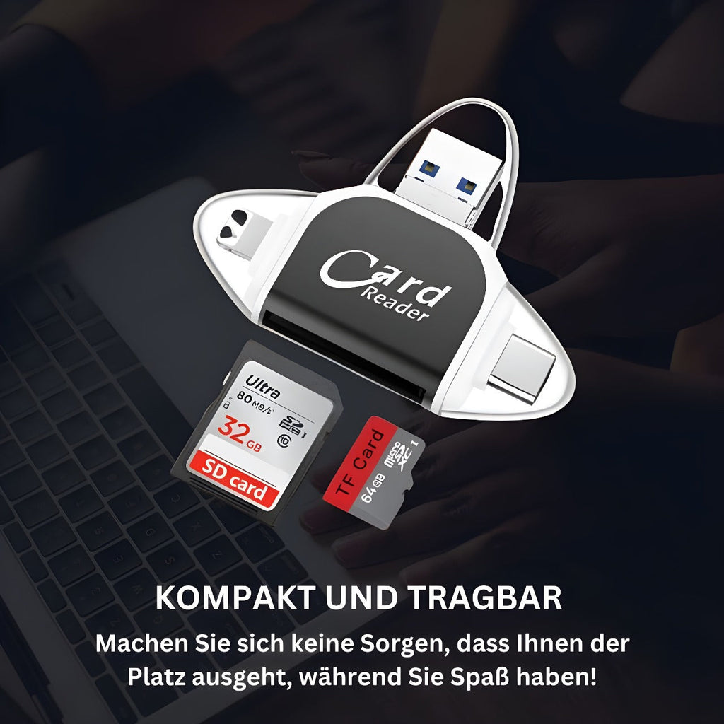 Čtečka karet 4 v 1 s USB C, Lightning, SD, Micro SD a USB 3.0