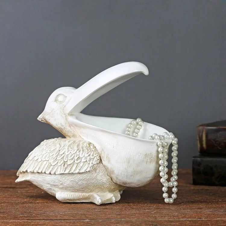 Graceful Harbor Pelican Storage Sculpture For Charming Coastal Home Organization