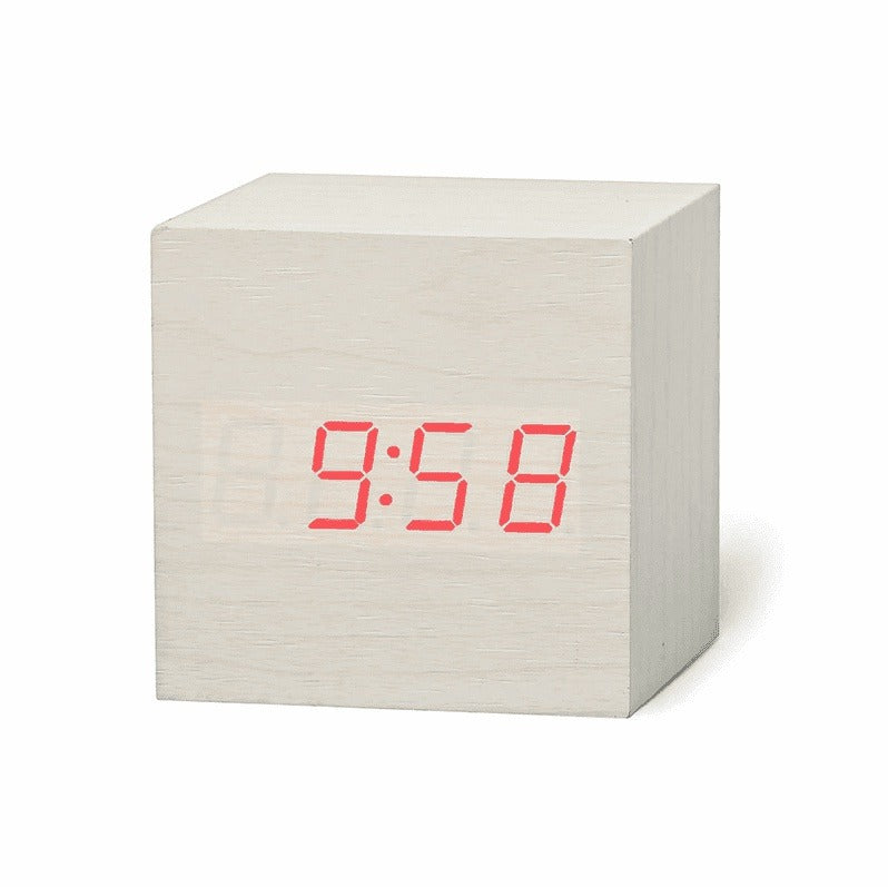 Customizable Wooden Digital LED Alarm Clock With USB and Battery Power