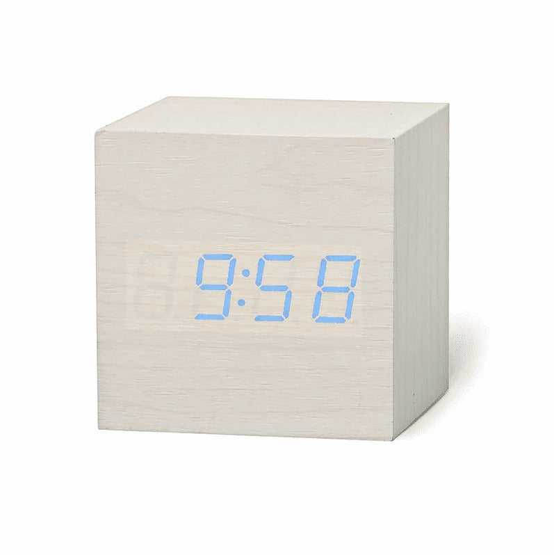 Customizable Wooden Digital LED Alarm Clock With USB and Battery Power