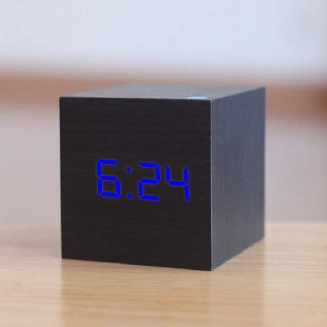 Customizable Wooden Digital LED Alarm Clock With USB and Battery Power