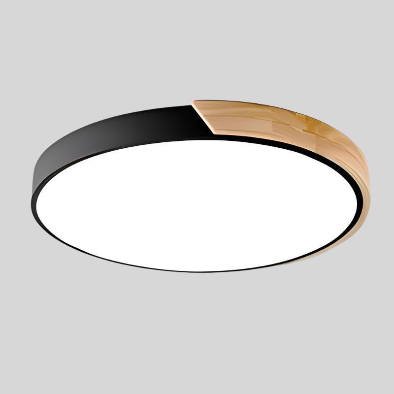 Aelora Nordic Wood Round Ceiling Light Featuring Warm Glow