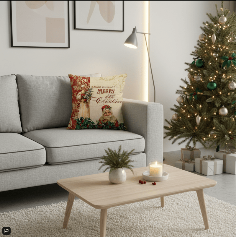 Taie d'oreiller Velvetique Festive 18 pouces avec fermeture éclair cachée pour décoration de Noël