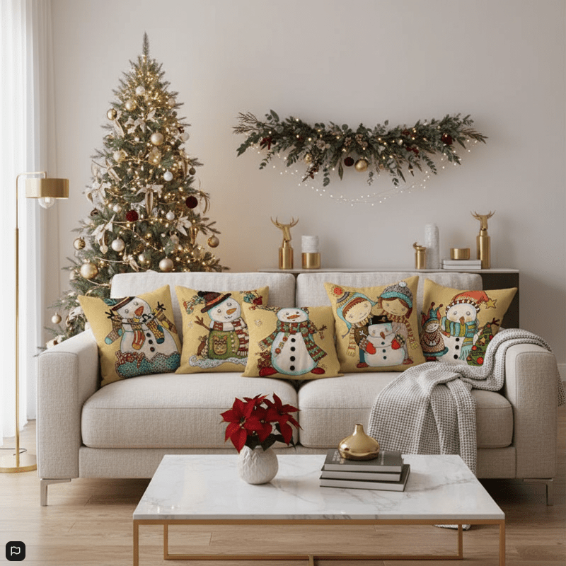 Taie d'oreiller Velvetique Festive 18 pouces avec fermeture éclair cachée pour décoration de Noël