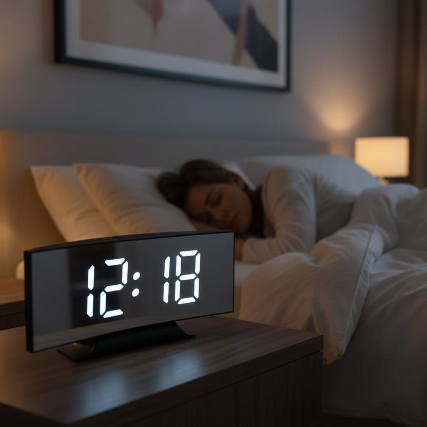 QuietNest Slankt Digitalt Vækkeur Med Stor LED Skærm Og Stille Drift