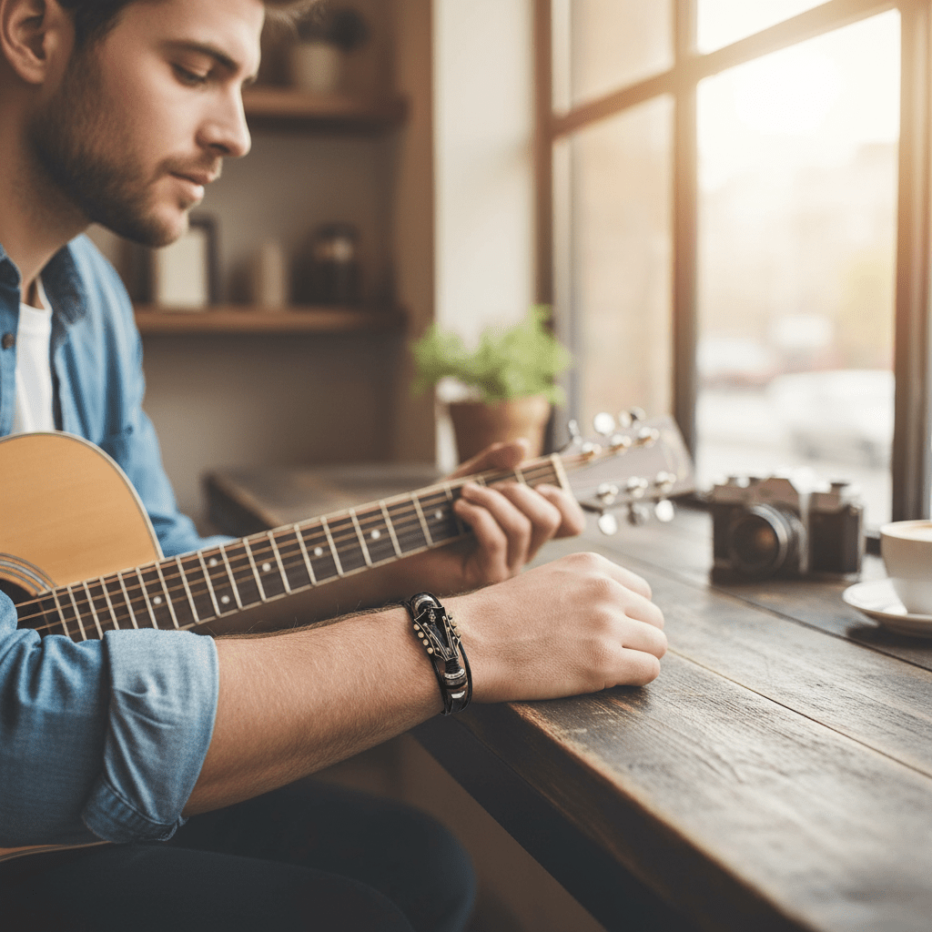 Chordline Leather Bracelet With Guitar-Inspired Design
