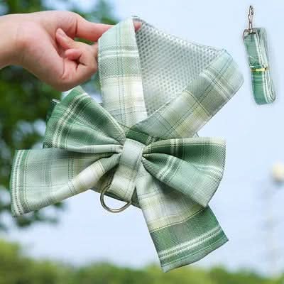 AuroraPaw Adjustable Dog Harness With Elegant Bow For Stylish Walks
