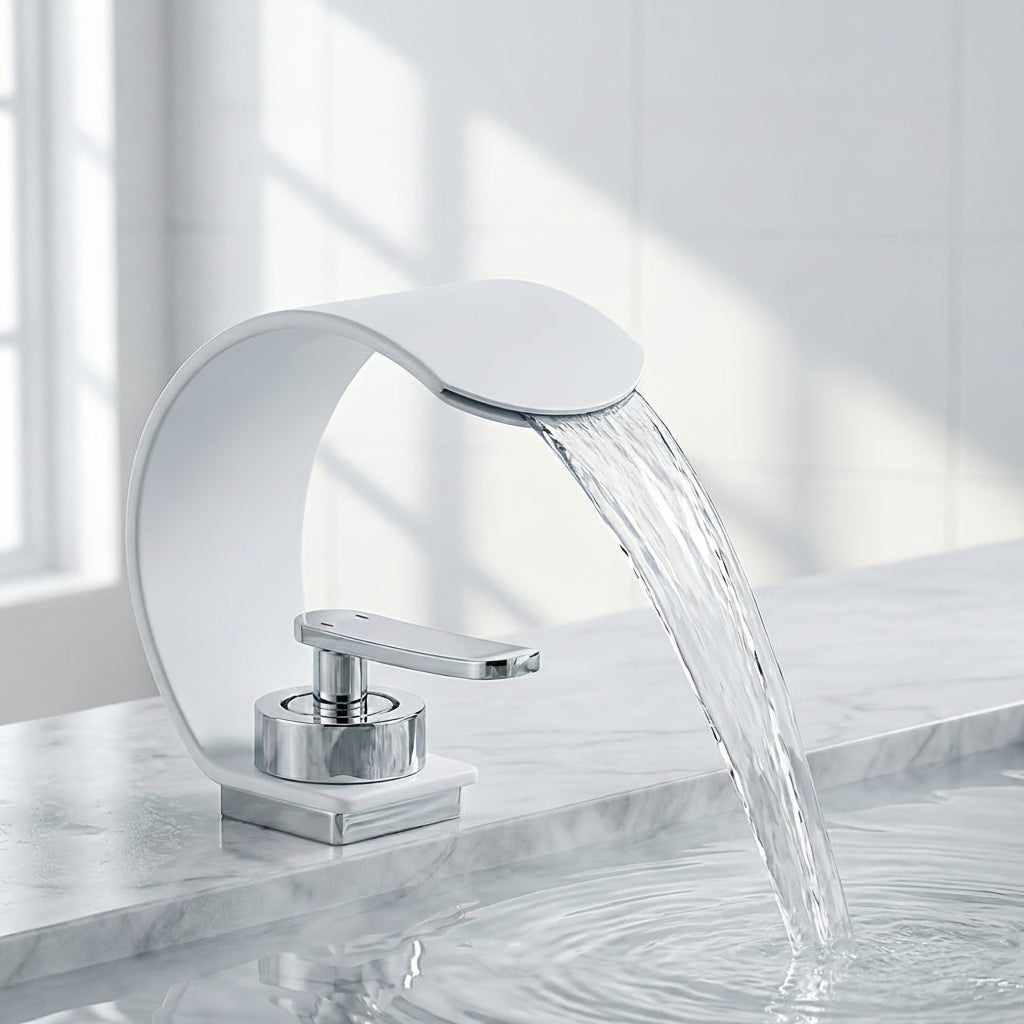 Rubinetto per lavabo a cascata con specchio