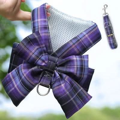 AuroraPaw Adjustable Dog Harness With Elegant Bow For Stylish Walks