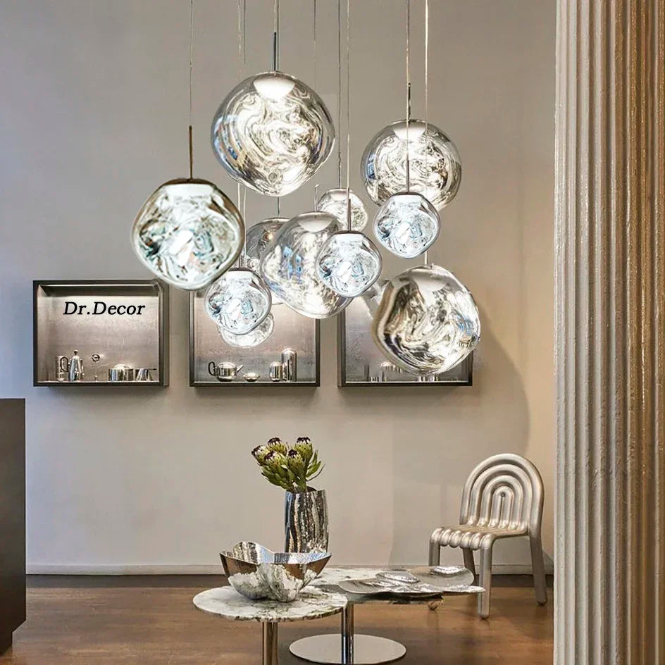 Suspension nordique en verre pour salons modernes et salles à manger