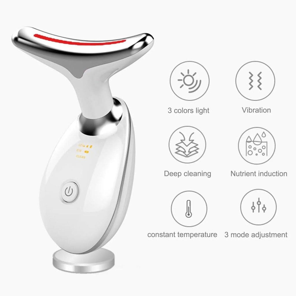LumaGlow Drei-in-Eins-Gesichtsmassagegerät mit Lichttherapie, Vibration und Wärme