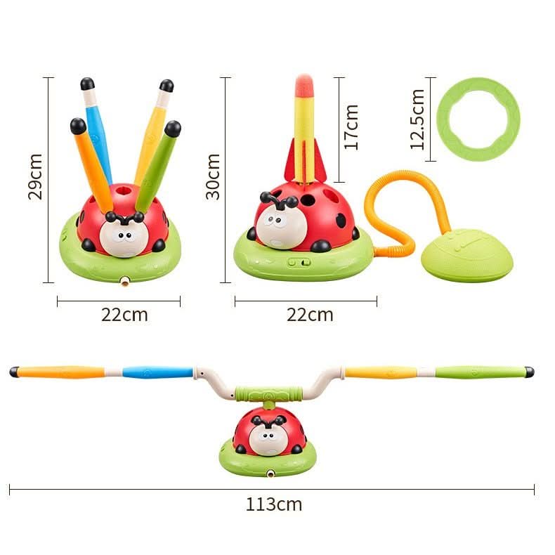 NovaPlay 3-In-1 Activity Kit for Kids Jump Rope Ring Toss Pedal Rocket
