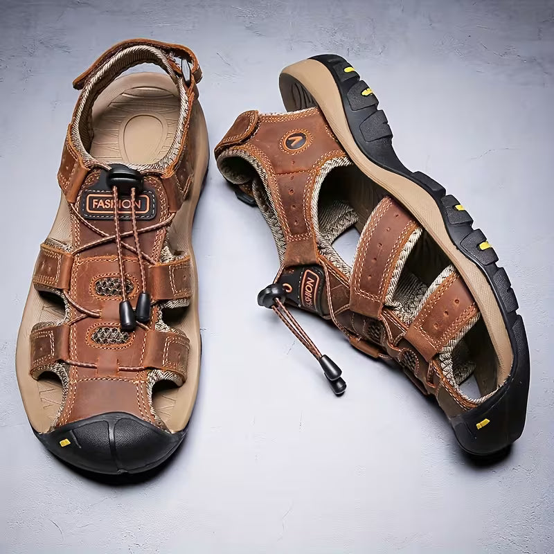 TrailStride Men's Hiking Sandals With Closed Toe Area And Adjustable Fit
