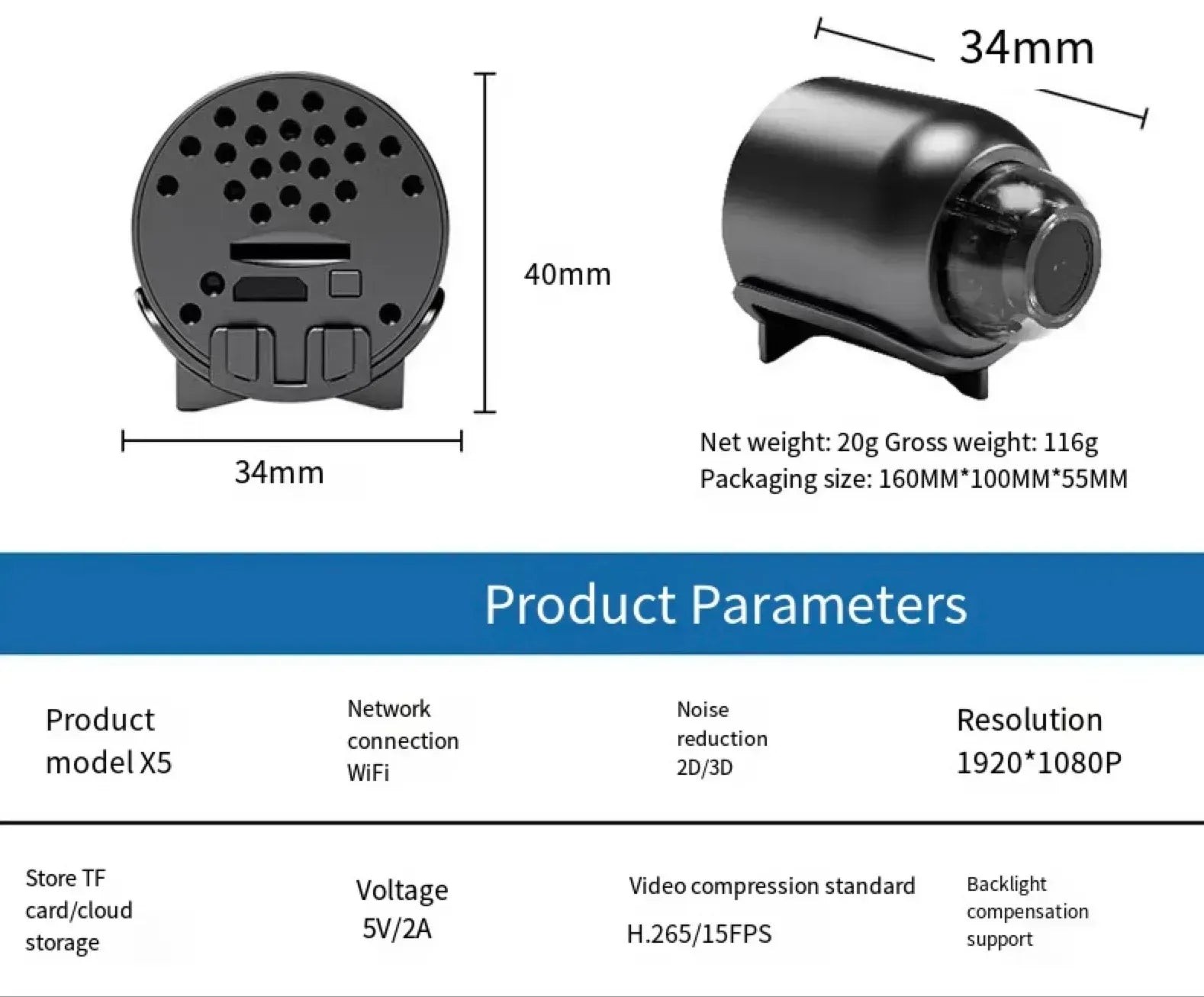 Mini 5G Draadloze Bewakingscamera met 1080P HD voor Afstandsweergave