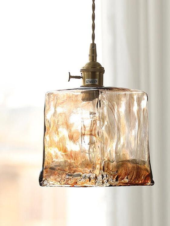 Corvin Brass And Amber Glass Pendant Light