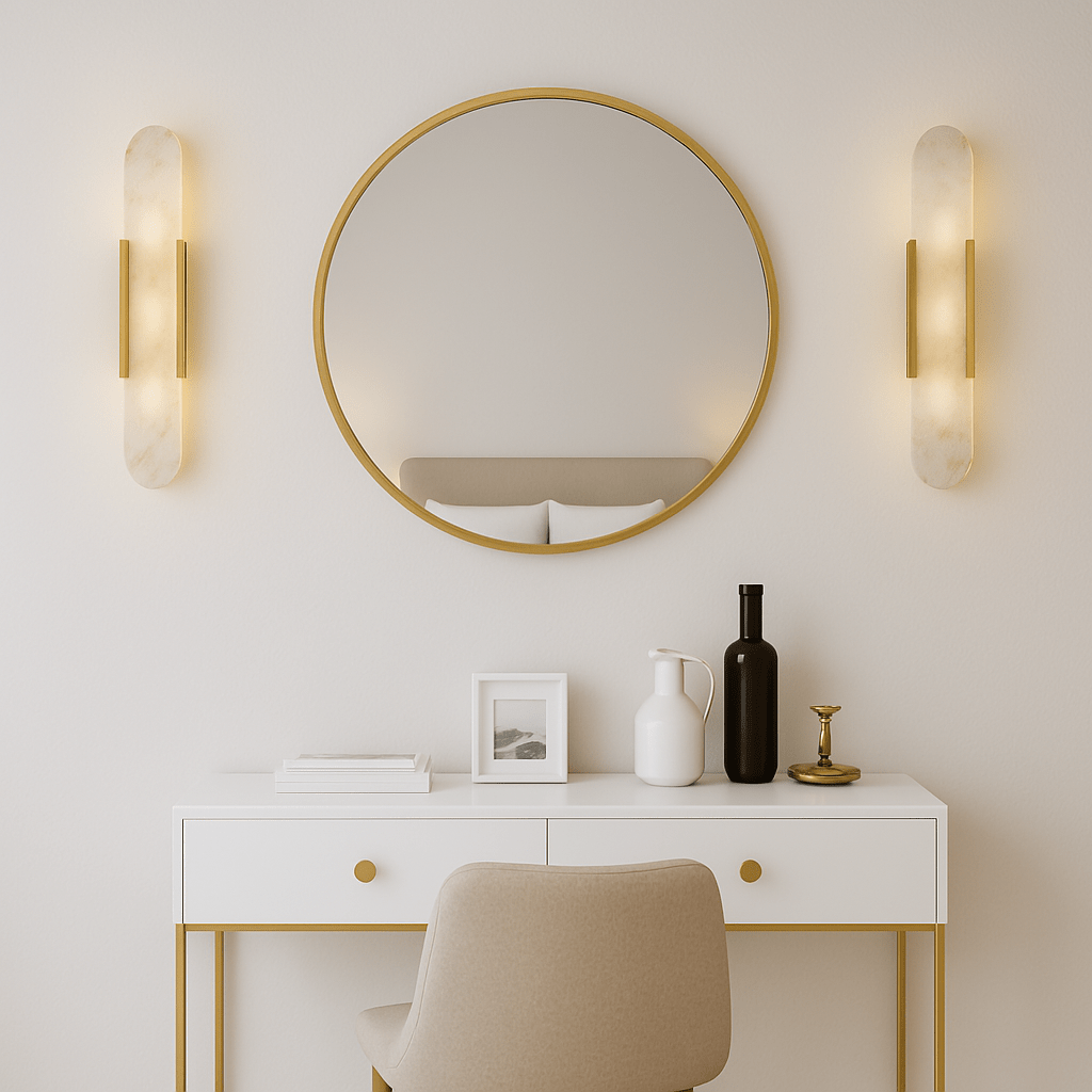 Marble And Brass Wall Sconce For Contemporary Interiors