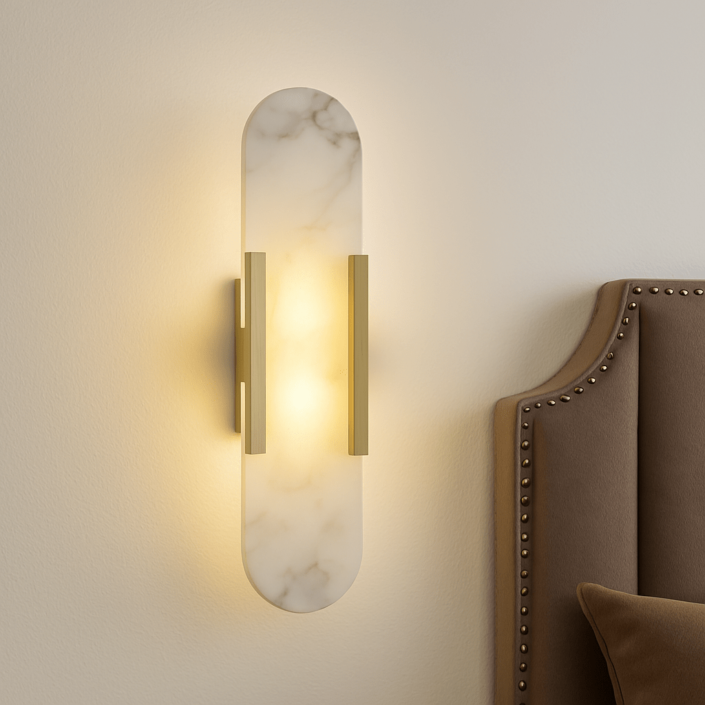 Marble And Brass Wall Sconce For Contemporary Interiors