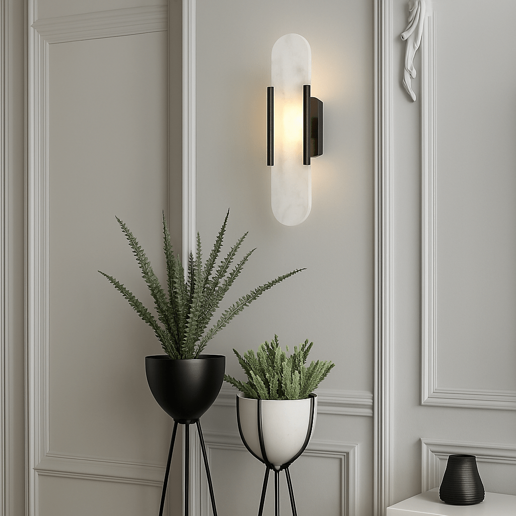 Marble And Brass Wall Sconce For Contemporary Interiors