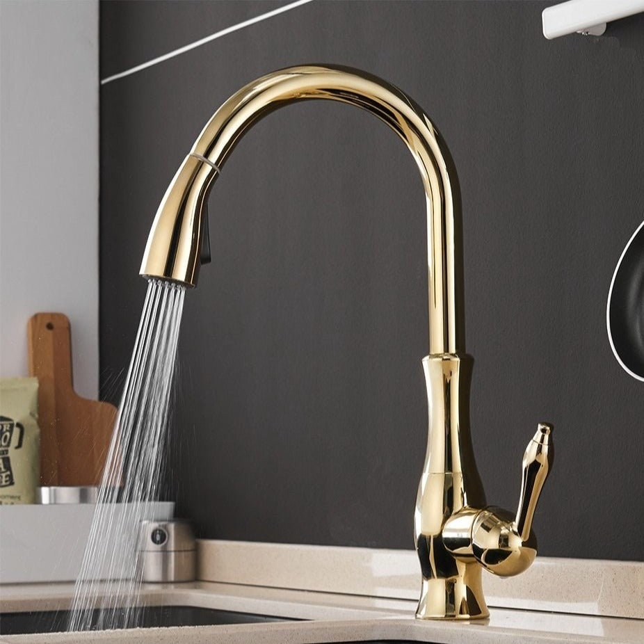Výsuvná flexibilní kuchyňská baterie s dosahem 45 cm, kartáčovaný nikl