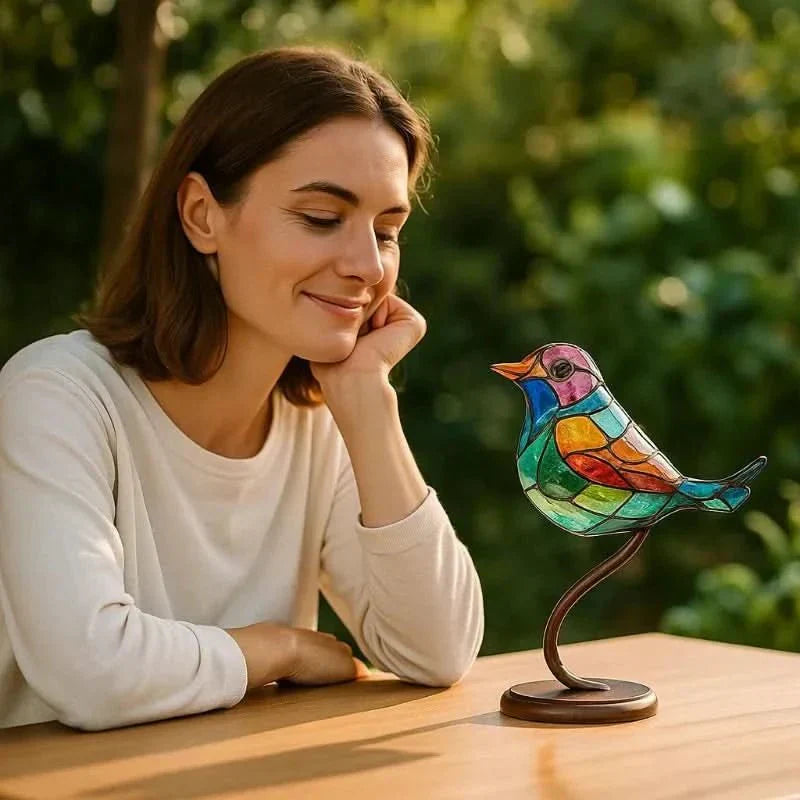 Aurelia Bird Statue: Handmade Colorful Acrylic Home Decor