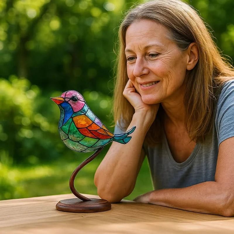 Aurelia Bird Statue: Handmade Colorful Acrylic Home Decor