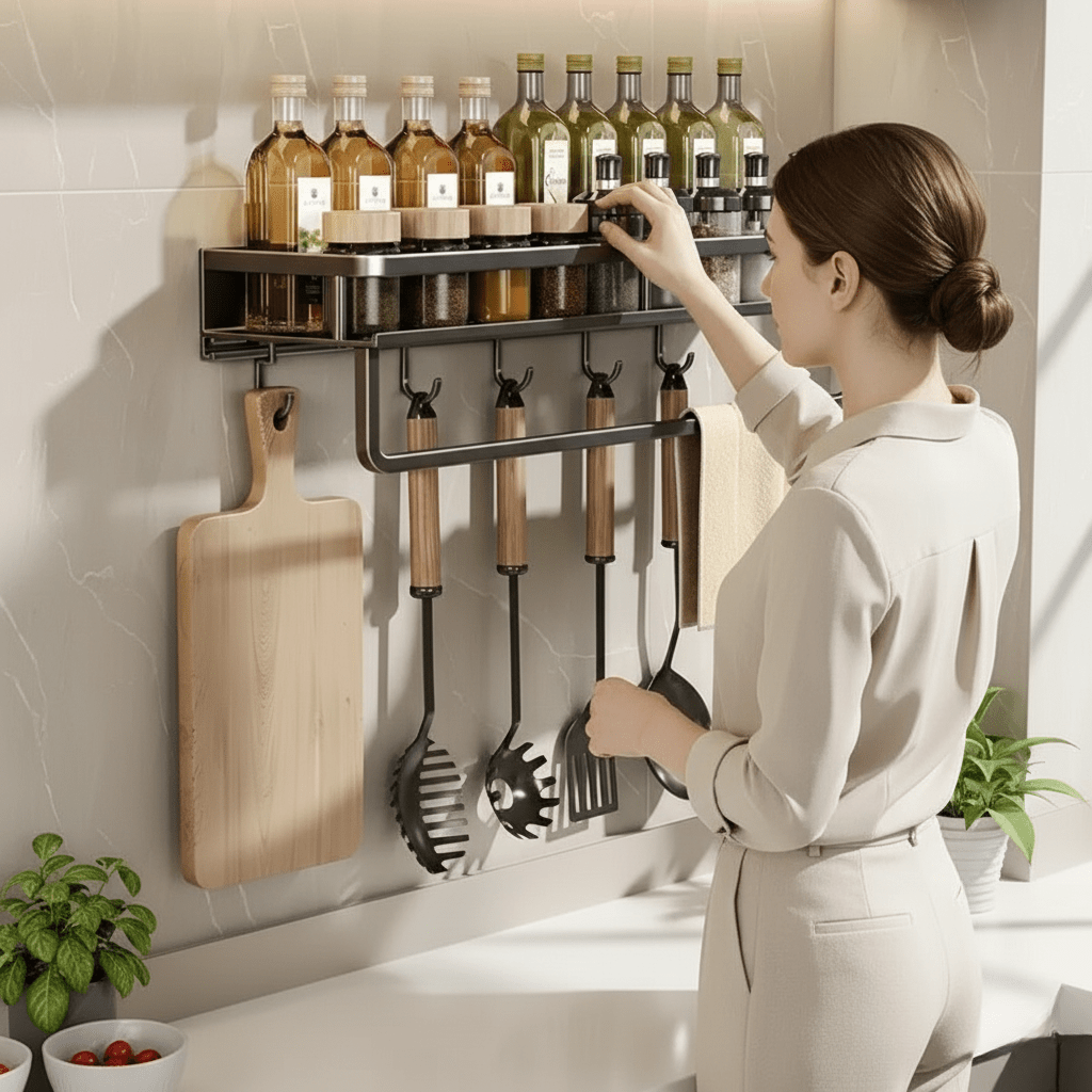 Estante de Pared Práctico NovaShelf para Tus Esenciales de Cocina