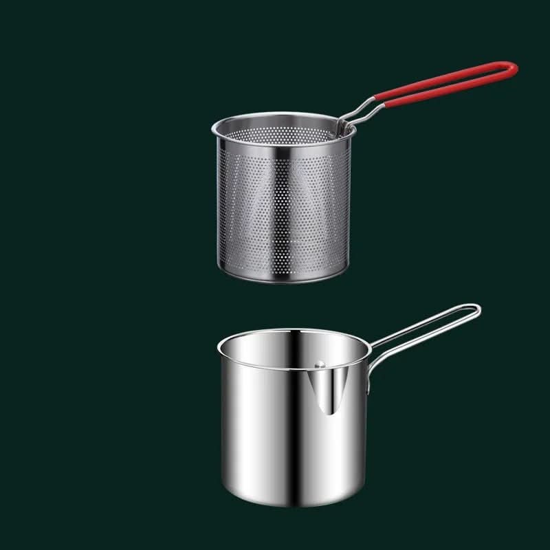 Fritadeira Profunda CrispEase em Aço Inoxidável com Cabo Antitérmico e Design de Economia de Óleo