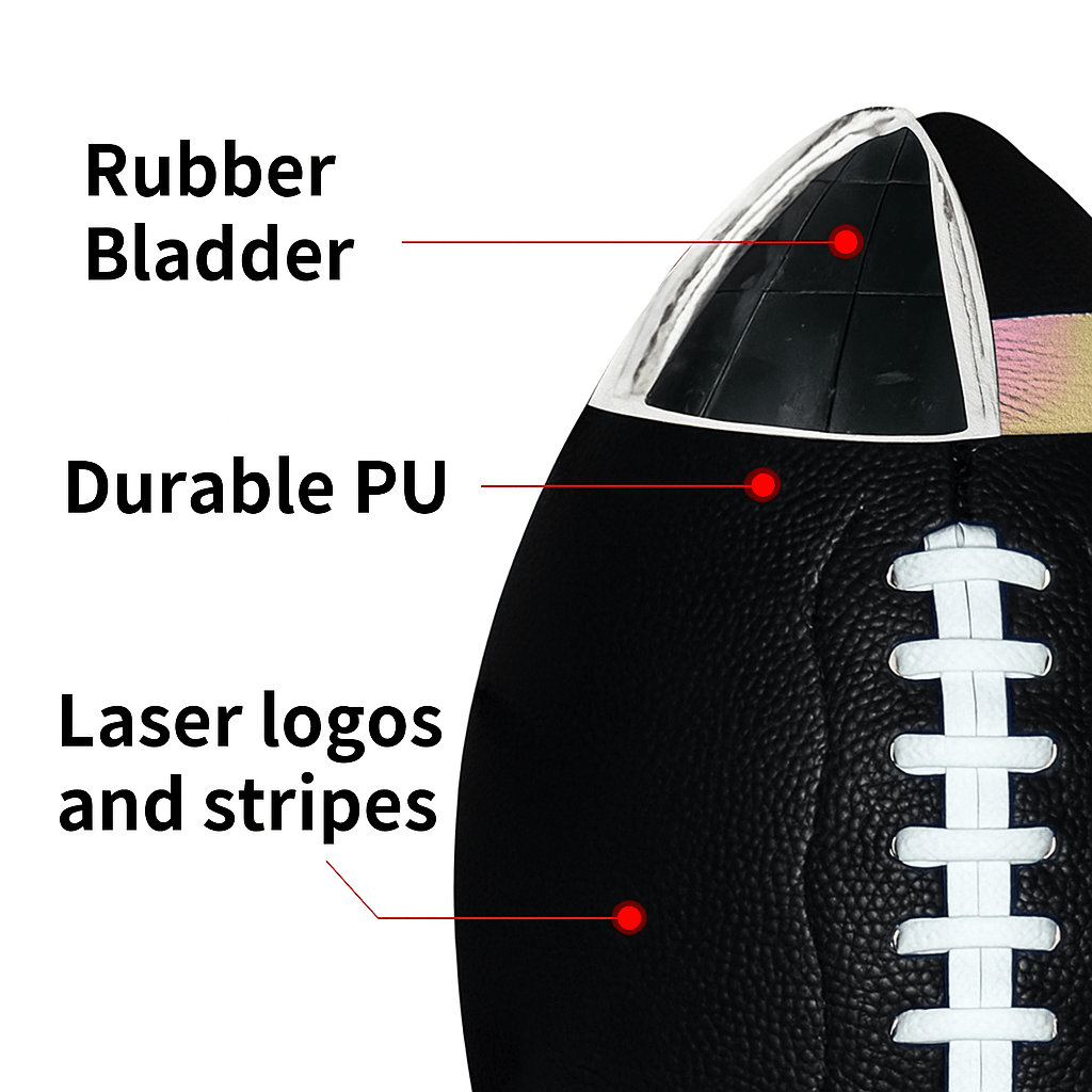 Bola de Rugby Nova Grip em Pele PU Tamanho Oficial 9 para Treino e Jogo ao Ar Livre