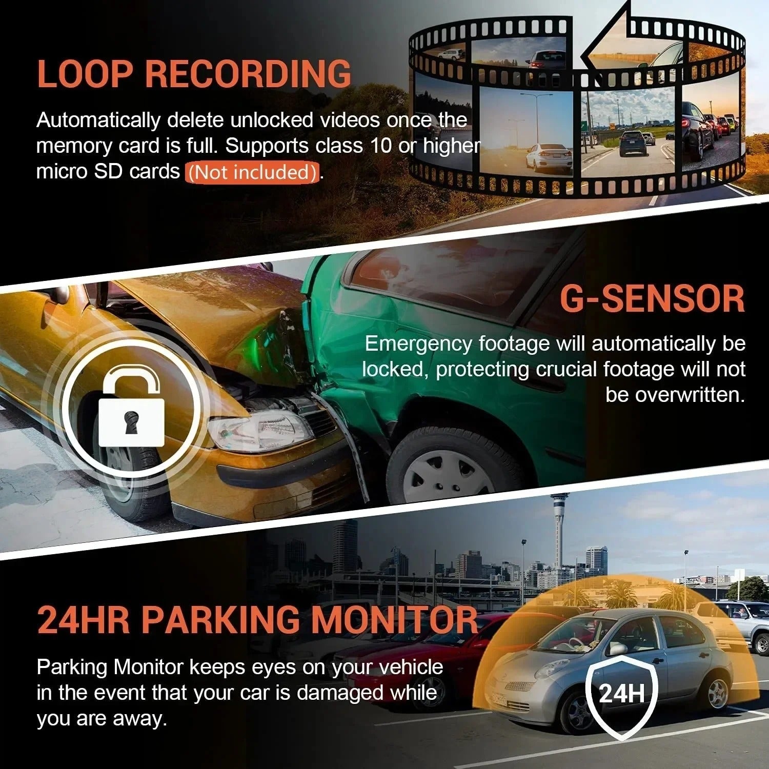 1080P WiFi Dual Dash Cam With Front and Interior IR Night Vision and Loop Recording | Fervei