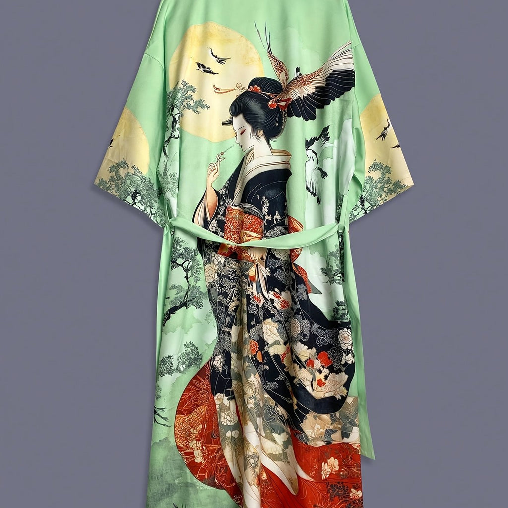 Vintage japonský saténový kimono přehoz