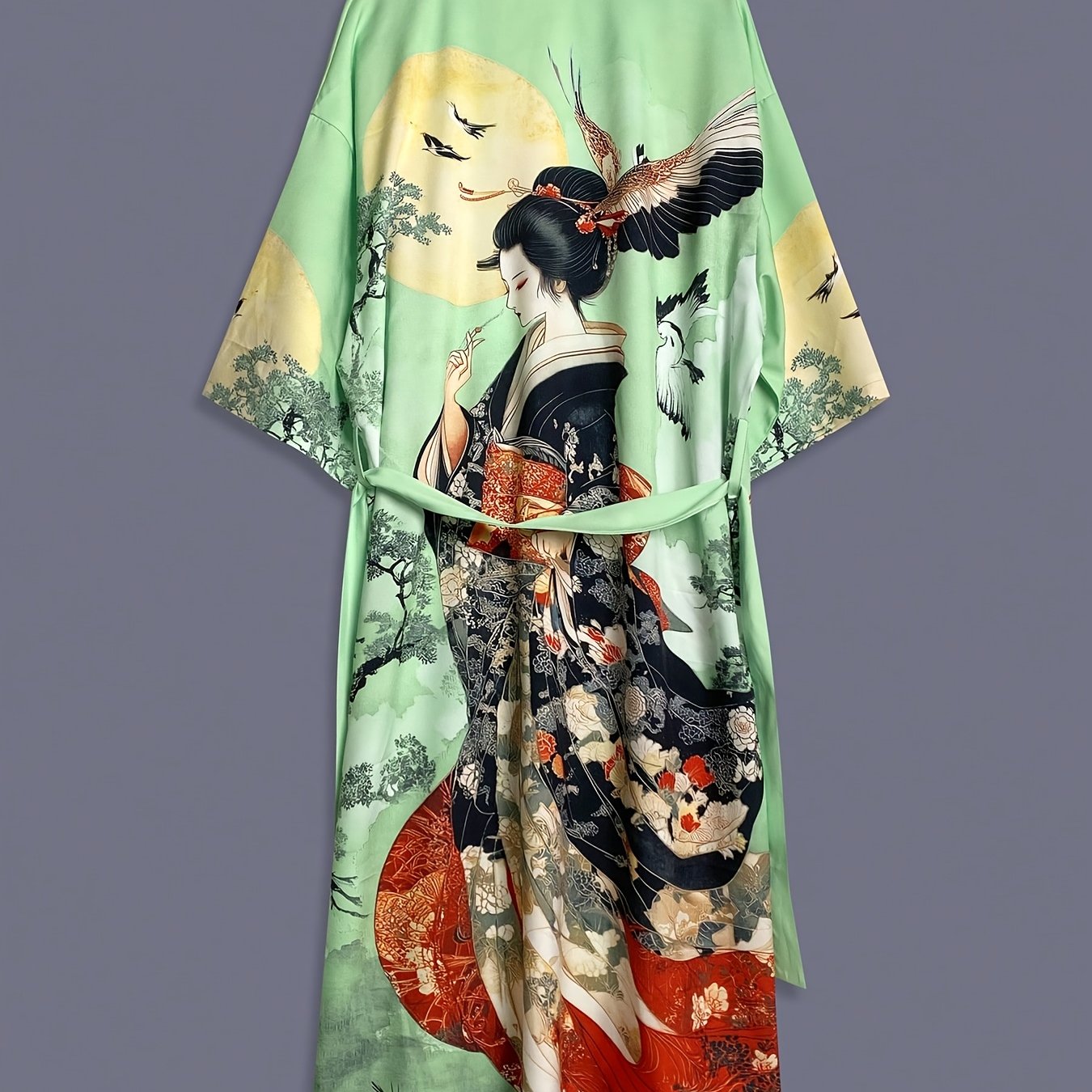 Vintage japonský saténový kimono přehoz